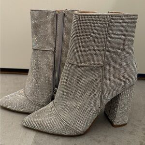 Steve Madden Sparkling Silver Heeled Boots